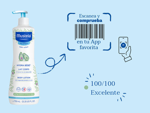 Hydra bebe de Mustela para bebé y niños tiene una nota de 100/100 en la app Yuka, es decir, excelente, sin ingredientes cuestionables o tóxicos. - Mustela España - 8