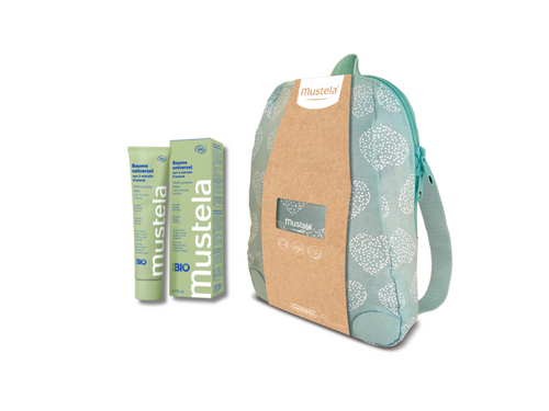 Bote de bálsamo universal Mustela de 75 ml con extracto de aguacate con Mochila verde vacía - Mustela España - 1