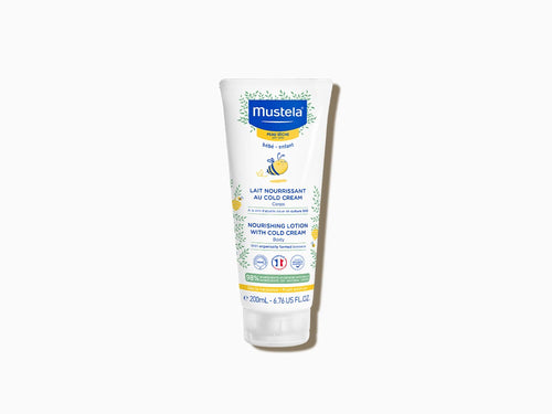 Bote de 200ml de leche corporal hidratante para piel seca de Mustela por la parte delantera. - Mustela España - 1