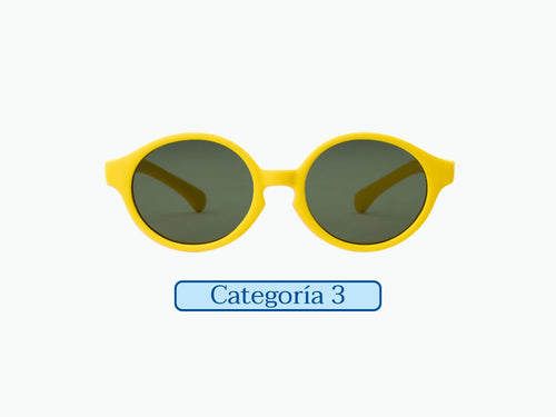 Las Gafas de sol bebé aguacate 0-2 años en color amarillo y estampado de rayas en la patilla, están hechas de materiales reciclados. Categoría 3. - Mustela España - 9