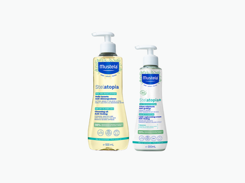 Pack ducha piel atópica: Aceite de baño Stelatopia y Stelatopia+ - Mustela España - 1