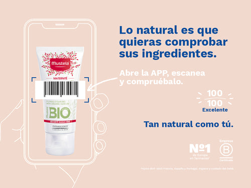 El balsamo de lactancia de Mustela para embarazadas tiene una nota de 100/100 en la app Yuka, es decir, excelente, sin ingredientes cuestionables o tóxicos.  - Mustela España - 4