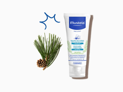 Envase de 40ml de bálsamo pectoral reconfortante para bebés de Mustela con extractos de pino, calma y relaja al bebé antes de dormir. - Mustela España - 2