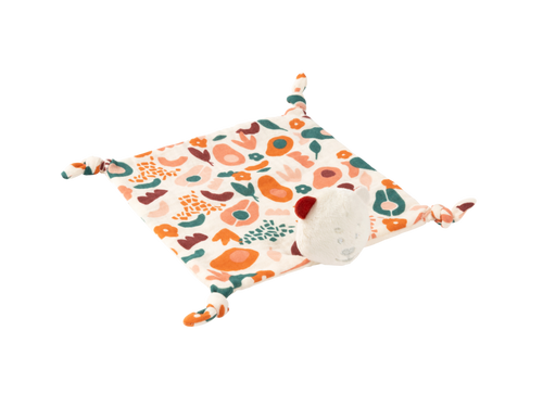 Doudou plano con cabeza de osito de 18 cm por 18 cm, color terracota con estampado de aguacate - Mustela España - 1