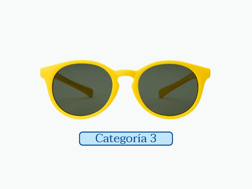 Gafas de sol niño 6-10 años de color amarillo y forma redonda, hechas con materiales reciclados y con cristal polarizado de categoría 3 y protección UV400. - Mustela España - 6