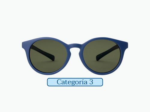 Gafas de sol niño 6-10 años de color azul y redondas, hechas con materiales reciclados y con cristal polarizado de categoría 3 y protección UV400. - Mustela España - 8