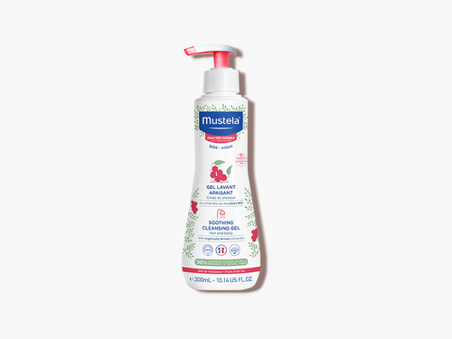 Bote de 300ml del gel de bano confort apto para la piel sensible del bebé de Mustela