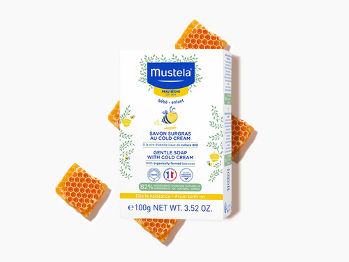 Caja del jabón sobregraso nutritivo e hidratante de Mustela, al cold cream y con cera de abeja bio. - Mustela España - 2