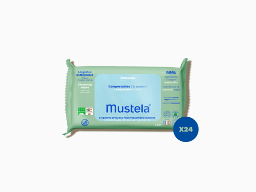 Pack de 24 paquetes de 60 toallitas húmedas compostables para bebé de Mustela  - Mustela España - 1
