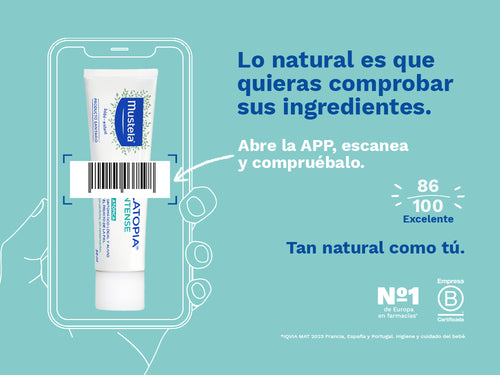 Stelatopia intense de Mustela bebé y niños tiene una nota de 100/100 en la app Yuka, es decir, excelente, sin ingredientes cuestionables o tóxicos.  - Mustela España - 5
