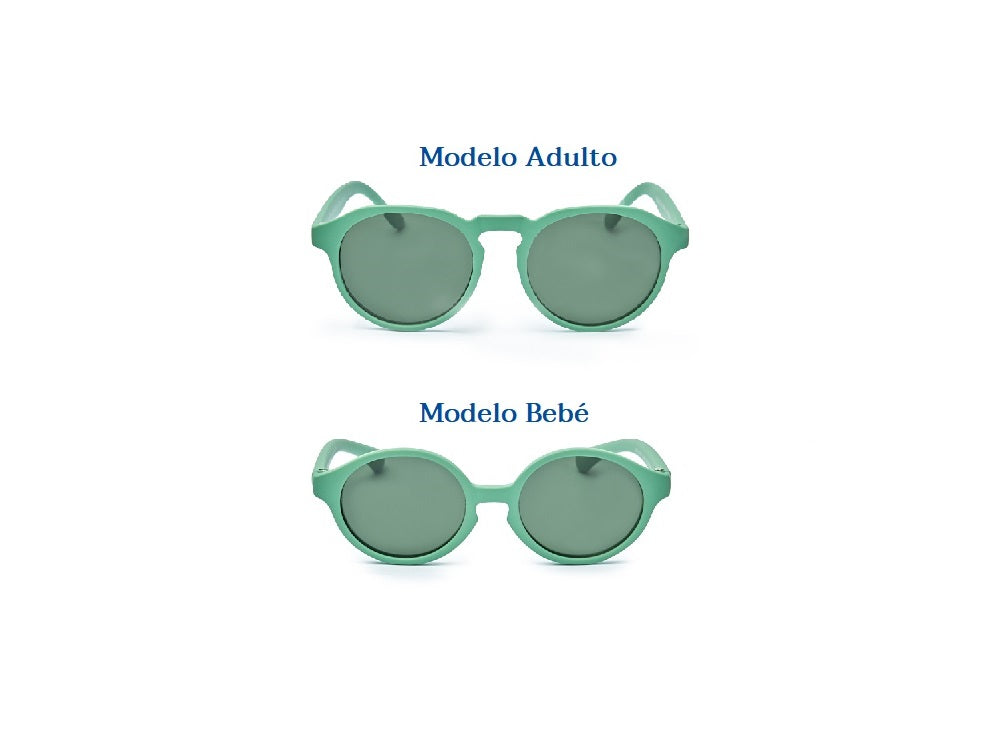 Los modelos de gafas de sol de color verde para adultos y para niños de Mustela