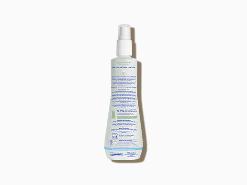Reverso del bote de 200ml del agua de colonia de bebé de Mustela con todos sus ingredientes - Mustela España - 2