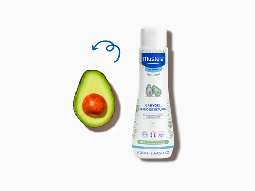 Bote de 200ml de Babygel de baño de espuma de Mustela con aguacate bio en sus ingredientes. - Mustela España - 3