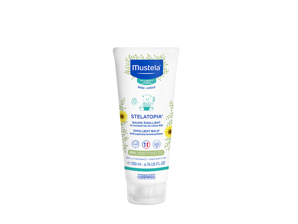 Envase de 200ml del bálsamo para piel atópica de Stelatopia, formato ideal para llevar siempre encima. 