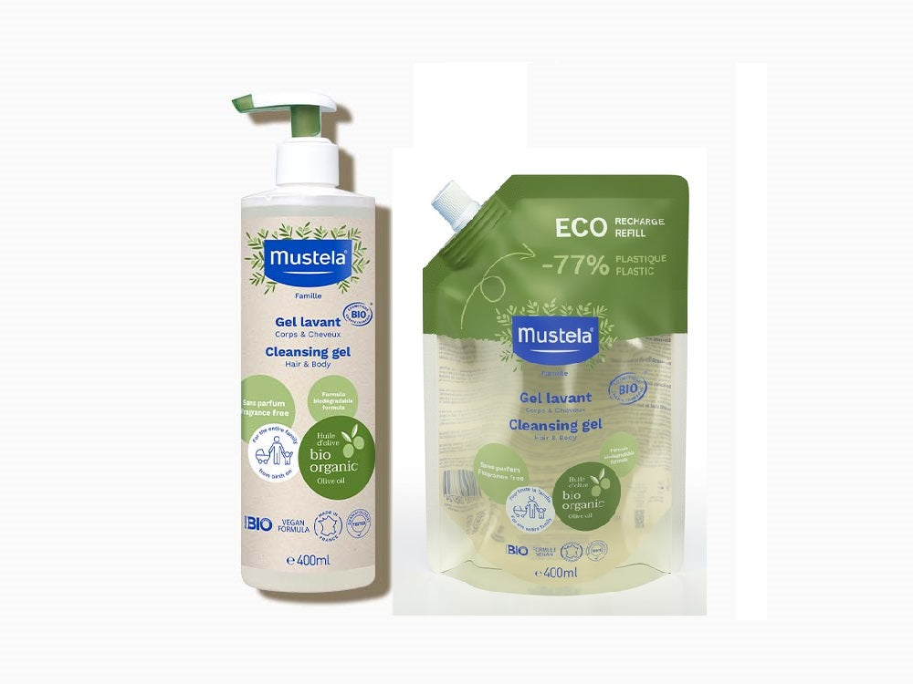 Pack de Gel-champú certificado Bio con una eco-recarga de 400ml