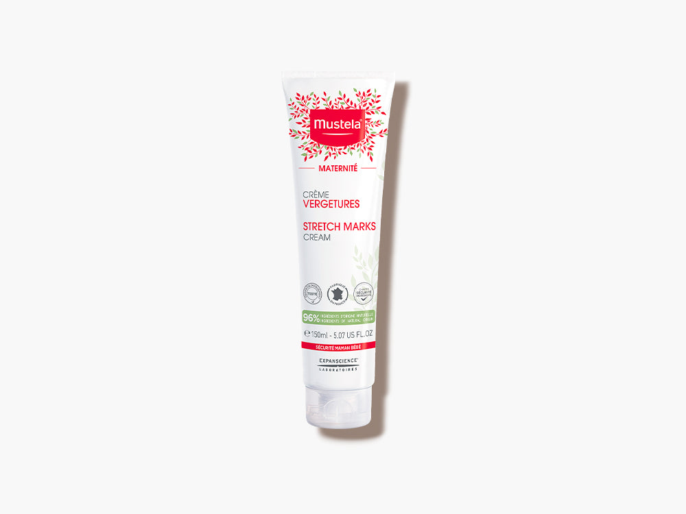 Tubo de crema de 125ml antiestrías de Mustela para prevenir las estrías del embarazo