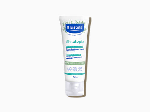 Envase 40ml de Crema facial emoliente Stelatopia para la piel con dermatitis atópica, de Mustela