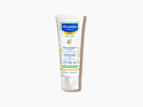 Envase de 40ml de la crema facial hidratante de Mustela para bebés con piel seca