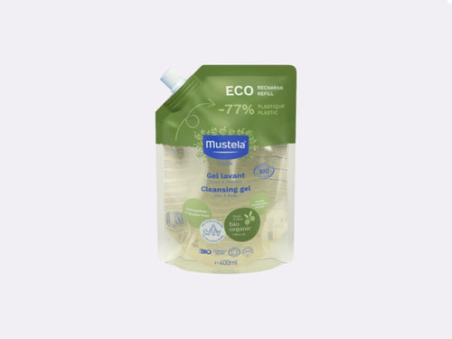 Bolsa de eco-recarga de gel de baño BIO de Mustela de 400ml, con aceite de oliva - Mustela España - 3