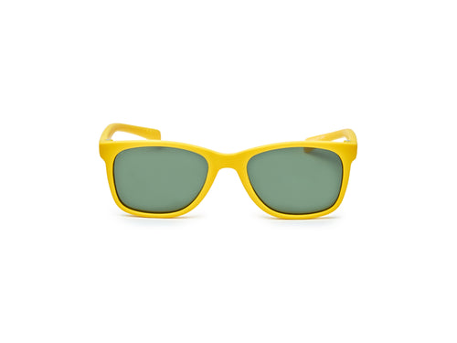 Gafas de sol niño 3-5 años de color amarillo y forma cuadrada, hechas con materiales reciclados y con cristal polarizado de categoría 3 y protección UV400.