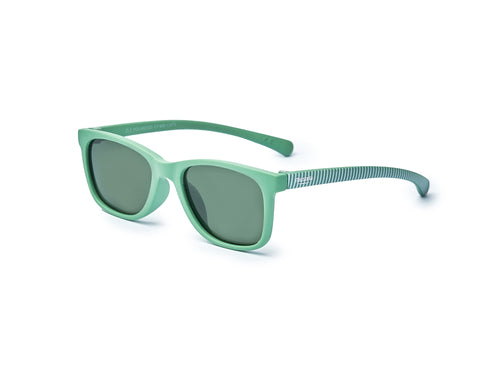 Las Gafas de sol niño Girasol 3-5 años en color verde, tienen la patilla estampada con rayas blancas y son ecológicas pues están hechas de material reciclado.  - Mustela España - 5