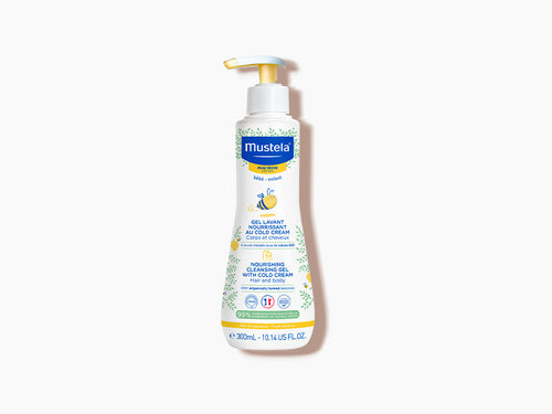 Envase de 300ml del gel hidratante para piel seca de Mustela