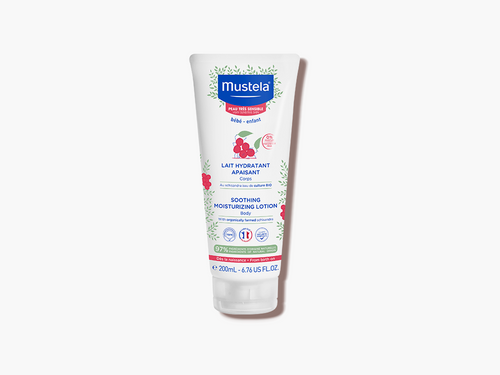 Bote de 200ml de la leche corporal hidratante confort para piel sensible del bebé de Mustela