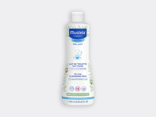 Bote de 750 ml de leche de limpiadora de cara y de cuerpo Mustela con un 98% de ingredientes de origen natural - Mustela España - 3