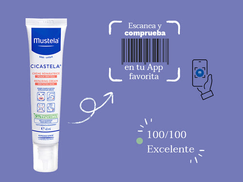 La crema reparadora para bebés de Mustela tiene una puntuación 100/100 excelente en apps como Yuka por sus ingredientes naturales. - Mustela España - 5