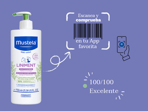 El linimento de Mustela, siguiendo la receta tradicional y con un 99% de ingredientes naturales, ha sido puntuado como excelente 100/100 en la app de Yuka. - Mustela España - 5