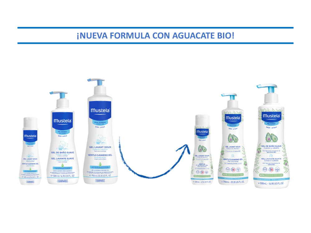 Gel de baño Suave con Aguacate Bio – Gel de baño para bebés - Mustela