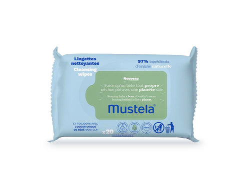El paquete de 20 toallitas bebé de Mustela es ideal para llevar de viaje, porque ocupan menos espacio.